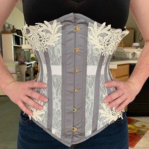 1 silver and lace bridal corset